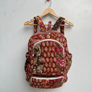 Sac à dos en coton matelassé Patchwork élégant sac multicolore sac de transport sac à dos scolaire voyage et sac à provisions cadeau spécial femmes - Product Image 1