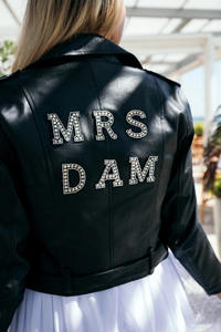 Chaqueta de cuero genuino personalizada para novia, regalo de boda personalizado con cualquier texto de nombre - Product Image 5