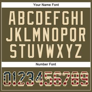 Drapeau USA Vintage Olive personnalisé-Maillot de Baseball personnalisé salut au service authentique - Product Image 5