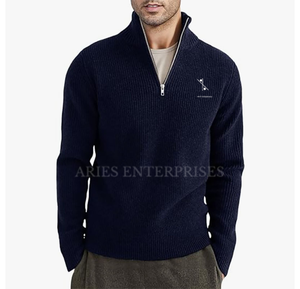 Automne et hiver hommes nouveau épais demi fermeture éclair pull col chaud pull hiver décontracté pull en tricot pour hommes - Product Image 5