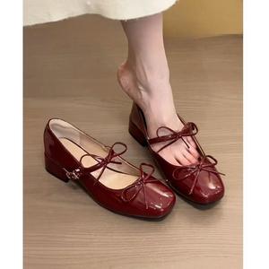 Zapatos Mary Jane de Estilo Francés para Primavera y Verano, Zapatos Planos de Cuero con Suela Gruesa de Estilo Británico Retro, Zapatos de Tacón Alto Dulces y Elegantes - Product Image 1