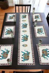 Vente en gros de chemin de table en coton imprimé Hand Block Palm Design 6 places pour la fête de mariage décoratif en plein air - Product Image 3