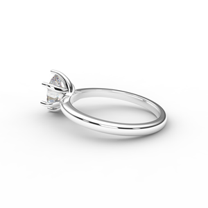 Bague solitaire minimaliste en diamant de laboratoire ovale en or blanc 14 carats - Product Image 3