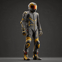 Ensemble veste et pantalon de moto en cuir pour course, avec fermeture éclair, coupe-vent, unisexe, grandes tailles, pour adultes, hiver