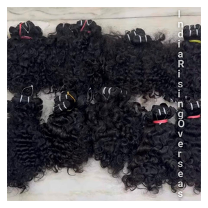 Las mejores extensiones de cabello alineadas con cutículas sin procesar rizadas naturales humanas indias 100% paquetes de cabello sin enredos de calidad de exportación - Product Image 1