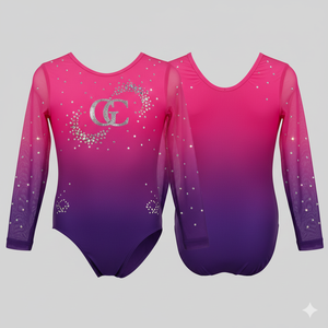 Elegant <b>Girls</b> Gymnastics <b>Leotard</b> Pink Silver Royal Blue <b>Black</b> Gold Red White Purple Green Stone Work Luxury Wear - Product Image 2