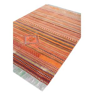 Manchaha Geometric Pattern Hand Knotted Wool & Bamboo <b>Silk</b> Rug <b>Red</b> & Orange-For Home Use Les-2267 - Product Image 2