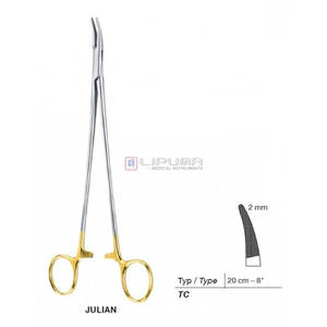 Soporte de aguja JULIAN curvado 20 cm quirúrgico de alta calidad de acero inoxidable sutura costura instrumentos médicos - Product Image 1