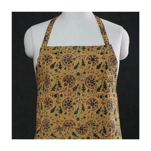 <b>Kitchen</b> <b>Aprons</b> Bulk Supplier Floral Block Printed Mustard Colour Stain Resistant Men Embroidered OEM Private Label Export - Product Image 2