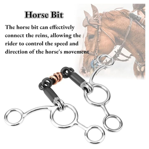 Embouchure pour cheval en acier inoxydable noir de 5,5 pouces, double articulation, enroulée de fil, avec licol pour le mastication buccale des chevaux - Product Image 2