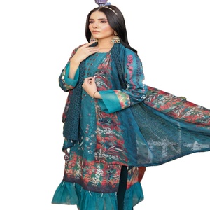 Trajes de césped paquistaníes de 3 piezas de marca original con bordado Dr Haris Brand Volume DhagaKari para ropa de India y Pakistán - Product Image 1