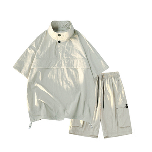 ชุดเสื้อผ้า2ชิ้นสำหรับฤดูหนาวของผู้ชายเสื้อสวมหัวแขนยาวแบบเต็มตัวพร้อมกางเกงขาสั้นคาร์โก้ - Product Image 3