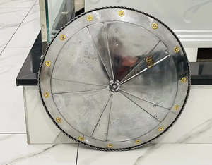 Bouclier rond en acier médiéval Bouclier à pointes en fer Armure Bouclier en métal argenté prêt à la bataille par l'artisanat de Calvin - Product Image 6