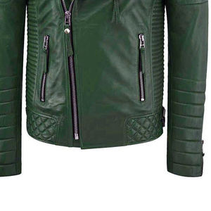 Vestes en cuir à la mode à col mandarin de couleur verte pour hommes Vestes d'hiver imperméables d'extérieur pour hommes fournies en usine - Product Image 4