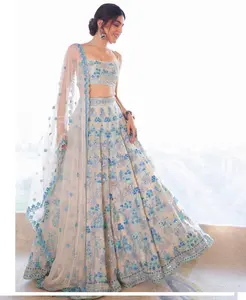 Lehenga Choli — filet blanc, joli Design avec broderie, exportation royale, 2022