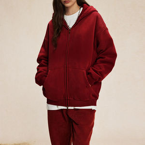 Sudaderas con capucha para hombre con logotipo personalizado 100% algodón lavado con ácido Sun Fade Sudadera con capucha y cremallera jersey de gran tamaño Sudadera con capucha de peso pesado para hombre - Product Image 3