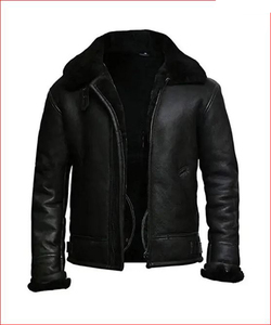 RAF Men's B3 Brown <b>Sheepskin</b> Bomber Shearling <b>Jacket</b> Two Tone Style Real Leather <b>Jacket</b> - Wholesale Price - Product Image 4