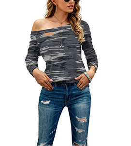 Cómodas blusas de manga larga con cuello barco y hombros descubiertos para mujer - Product Image 5