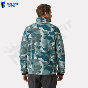 Veste d'hiver surdimensionnée pour homme en polaire polaire personnalisée avec fermeture éclair sur le devant, logo respirant, coupe-vent, écologique, style streetwear - Product Image 5