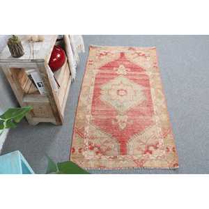 Alfombra Pequeña Vintage de 2.4x4.7 pies, Alfombra Turca Roja del Suroeste de Lana - Product Image 2