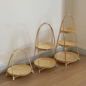 ถาดอาหารไม้ไผ่ธรรมชาติเป็นมิตรกับสิ่งแวดล้อม,ตะกร้ากลมสานพร้อมที่จับขายส่งจากเวียดนาม - Product Image 2