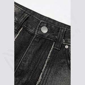 Pantalones Vaqueros Rectos de Diseñador para Hombre, Estilo Vintage, Lavado, con Parches, Ropa Urbana, Ajustados, para Verano y Otoño, OEM Personalizado - Product Image 4