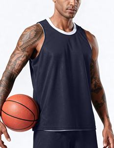 Conjunto de Camiseta de Baloncesto sin Mangas, Cuello en V, Corte Atlético, 100% Poliéster, Transpirable, con Estampado por Transferencia de Calor, para Verano - Product Image 3