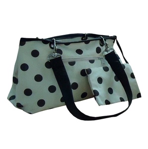 Bolso Tote de lona de algodón ecológico con estampado de lunares con bolsillos, bolsas de compras grandes personalizadas naturales al por mayor para uso en la playa - Product Image 2