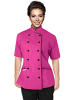 Uniforme Culinario Profesional para Mujer, Colores Personalizados, Servicio OEM, Talla Personalizada, Corte a Medida, Manga Corta, para Chefs, Restaurantes y Bares