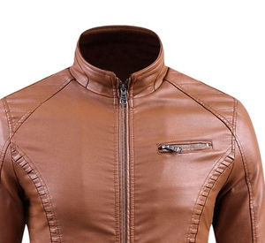 แจ็กเก็ตหนังแกะสำหรับผู้ชาย, แจ็กเก็ตหนังสีน้ำตาลแฟชั่นหนังแกะสำหรับผู้ชาย - Product Image 6