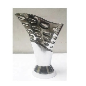 New American Style Eco-Friendly Lightweight Aluminum Powder Coated Silver Tube Tall Floor Flower Urn Vase Home <b>Decor</b> - Product Image 4