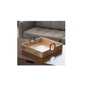 Nature Friendly Classic Design Mango Wooden Food <b>Dinner</b> With Black Handles <b>Tray</b> Hotels & Gifts - Product Image 1