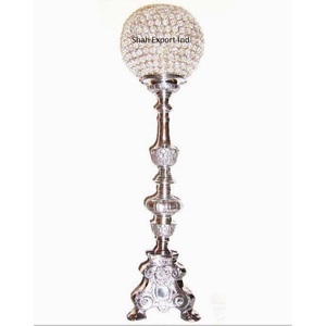 Beau métal argenté décoré cristal perlé gobelet bougeoir centres de table décorations de mariage - Product Image 6