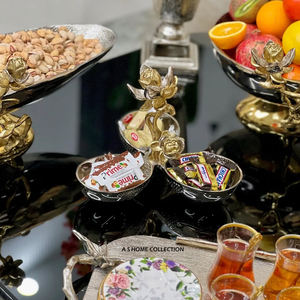 Cuenco con mango de diseñador de flores doradas de Metal de Calidad exclusiva, cuencos para servir alimentos de Metal de nuevo diseño de lujo a precio asequible - Product Image 1