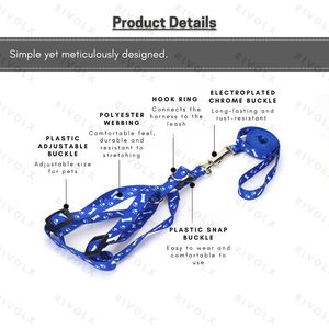 Correa para mascotas con estampado de poliéster, arnés para perros, arnés para gatos para perros pequeños como suministros para mascotas de peluche - Product Image 4