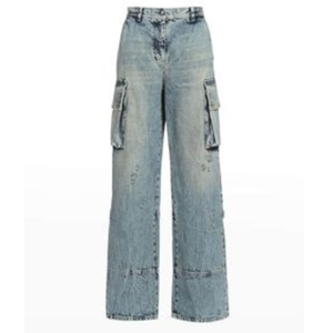 Pantalon décontracté à jambes larges avec design cargo ample, jean droit en denim de haute qualité pour femmes - Product Image 6