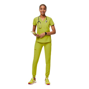 Cómodo traje médico en tela vaquera Conjunto de uniforme confiable para turnos largos y horarios de trabajo exigentes - Product Image 1