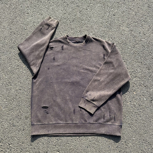 Sweat-shirt à col rond vintage pour homme, 100% coton, streetwear à épaules tombantes pour l'hiver, prix de gros - Product Image 5