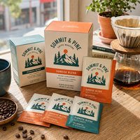Sachets de café filtre individuels personnalisés AT PACK avec boîtes pour torréfacteurs, cafés, vente au détail et marques privées