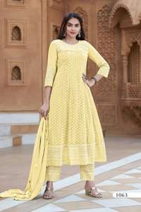 Nouvelle collection de Kurti pantalon en georgette de qualité supérieure, style indien, avec travail lourd de type Shiffli, avec dupatta, fournisseur indien - Product Image 2