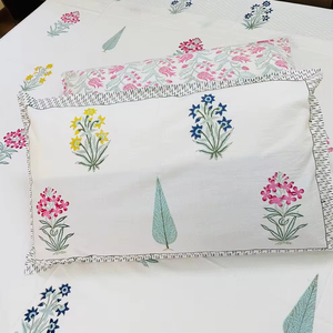 Drap de lit king Size | Double drap de lit | Main bloc motif imprimé reine pur coton drap de lit couverture Boho doux drap de lit - Product Image 1