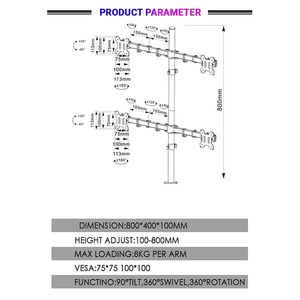 Solución de montaje de cuatro monitores con base de abrazadera fuerte de ajuste de brazo independiente y personalización de ángulo de visión suave - Product Image 4