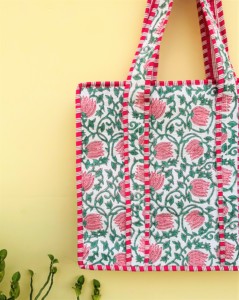 Main Bloc Imprimé Indien À La Main Coton Shopping Sac Fourre-Tout Femmes Sac Fourre-Tout À La Main Bloc Imprimé Matelassé Sac À Bandoulière - Product Image 2