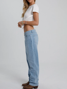 Pantalon denim décontracté à jambe droite - Product Image 3