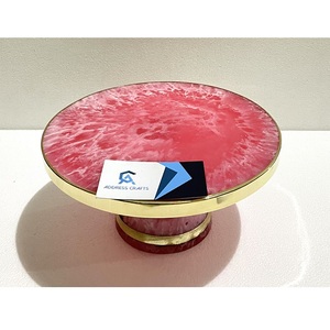 ถาดเค้กเรซิ่นโค้งทำมือเคลือบเงา สีเต่าสุดหรู สำหรับวางเค้กในงานแต่งงาน งานวันเกิด - Product Image 3