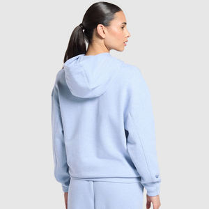 Sweat à capuche polaire chaud et doux de qualité supérieure pour femmes pull d'hiver décontracté sweat poche kangourou imprimé Aqua pâle OEM - Product Image 2