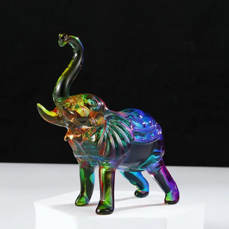 Décoration intérieure haut de gamme ornements éléphant cristal verre artisanat coloré éléphant verre artisanat