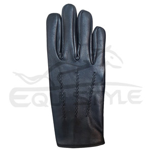 Gants d'hiver unisexes en cuir de mouton avec doublure douce Gants d'hiver noirs à la mode pour hommes, fournisseur OEM - Product Image 1