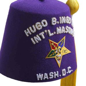 Gorras de Fez bordadas Masonic Regalia con funda de algodón de lana con borlas Estuche masónico hecho en fábrica a la venta - Product Image 3