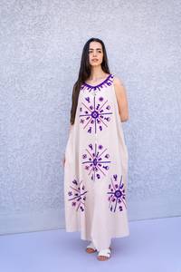 ชุดเดรสยาวคอวีสำหรับผู้หญิงชุดเดรสยาวปักลายโบฮีเมียนแขนกระดิ่งมีพู่แบบลำลองใหม่2025 - Product Image 5